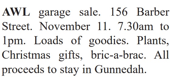 GARAGE SALE AWL